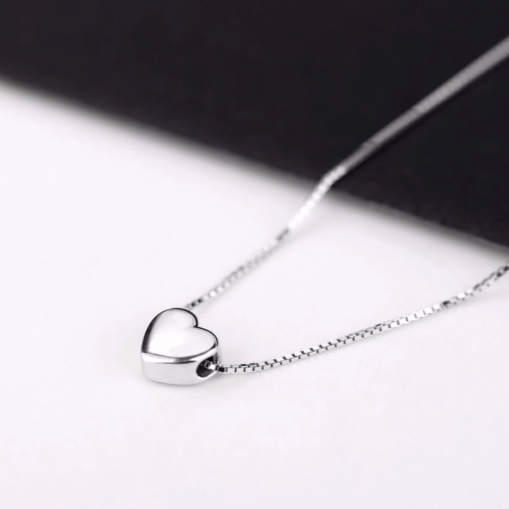 Silver Heart Necklace 925 Stamped Sterling Silver - Picture 3 of 5